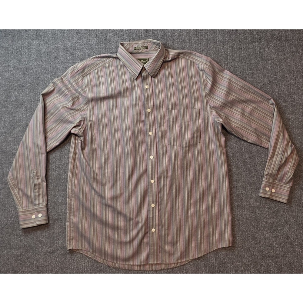 Eddie Bauer Mens LT Tall Striped‎ Button Up Shirt Cotton Long Sleeve